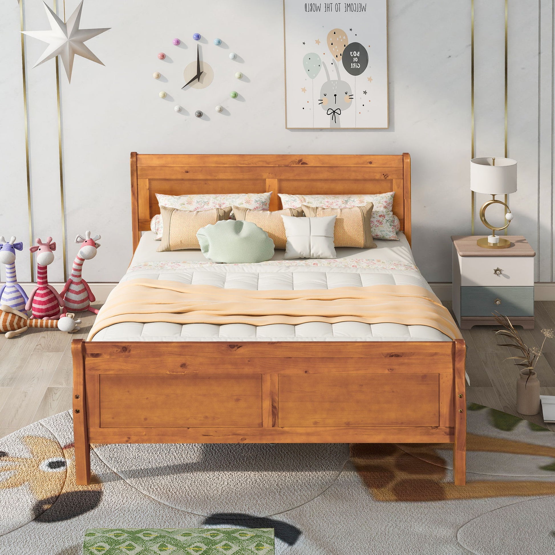 Platform Bed Frame Mattress Foundation Sleigh Bed With Headboard / Footboard / Wood Slat Suppor - The Sleep Loft - Online Mattress Showroom NYC