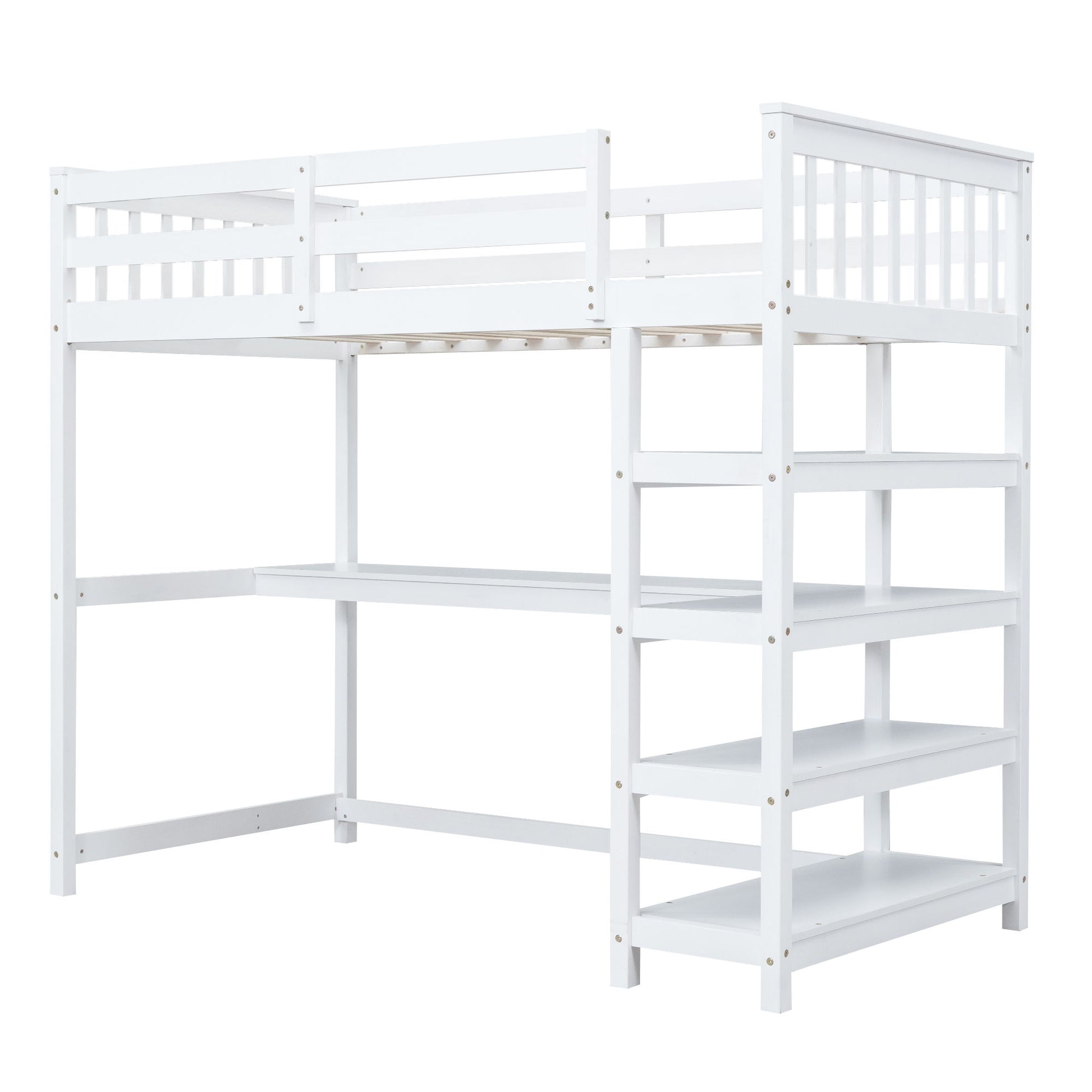 Loft Bed With Storage Shelves And Under Bed Desk - The Sleep Loft - Online Mattress Showroom NYC