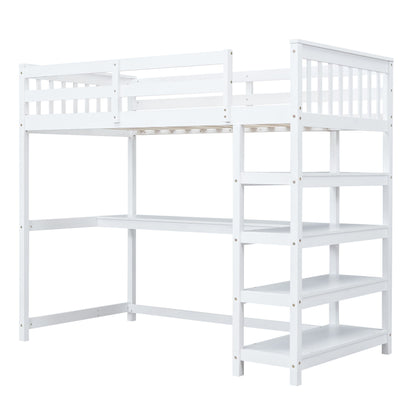 Loft Bed With Storage Shelves And Under Bed Desk - The Sleep Loft - Online Mattress Showroom NYC