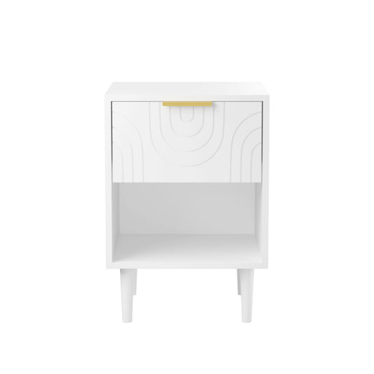 Nightstand With 1 Drawer And Open Shelf - White - The Sleep Loft - Online Mattress Showroom NYC