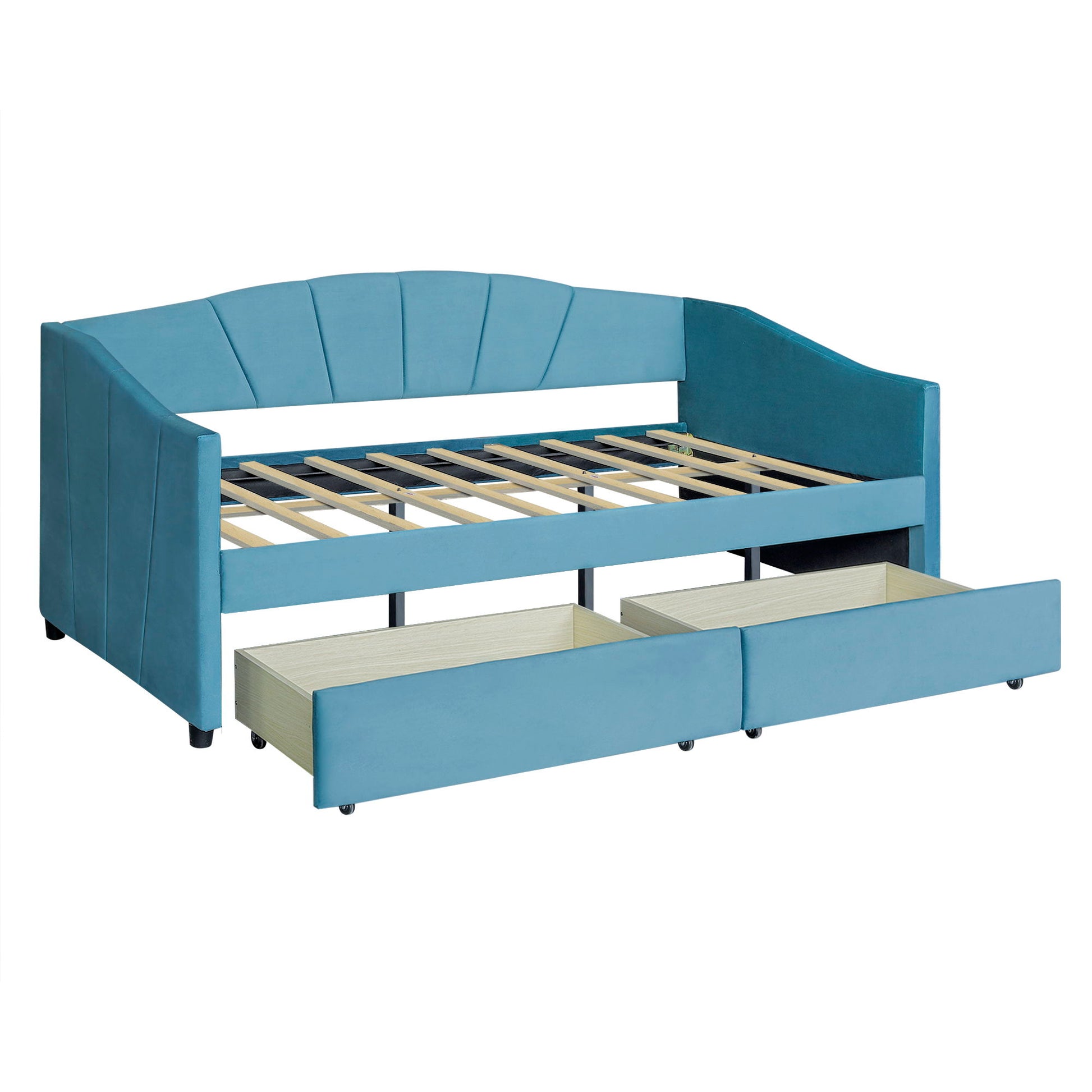 Upholstered Daybed With Two Drawers And Wood Slat - The Sleep Loft - Online Mattress Showroom NYC