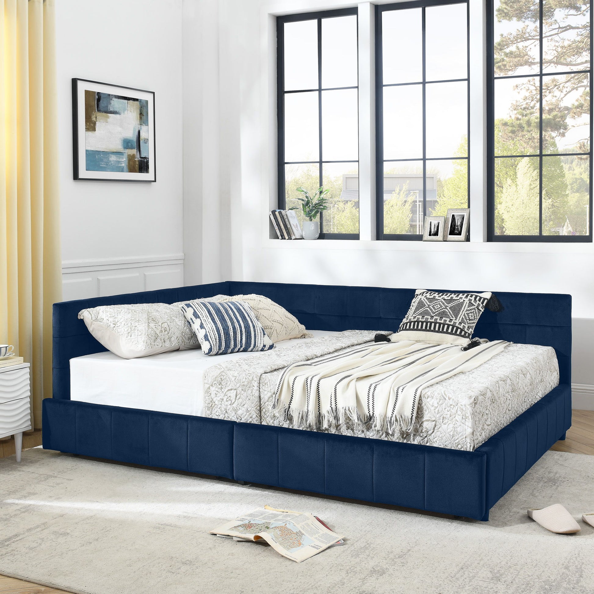 Upholstered Bed Frame With Tufted Backrest And Armrests - The Sleep Loft - Online Mattress Showroom NYC