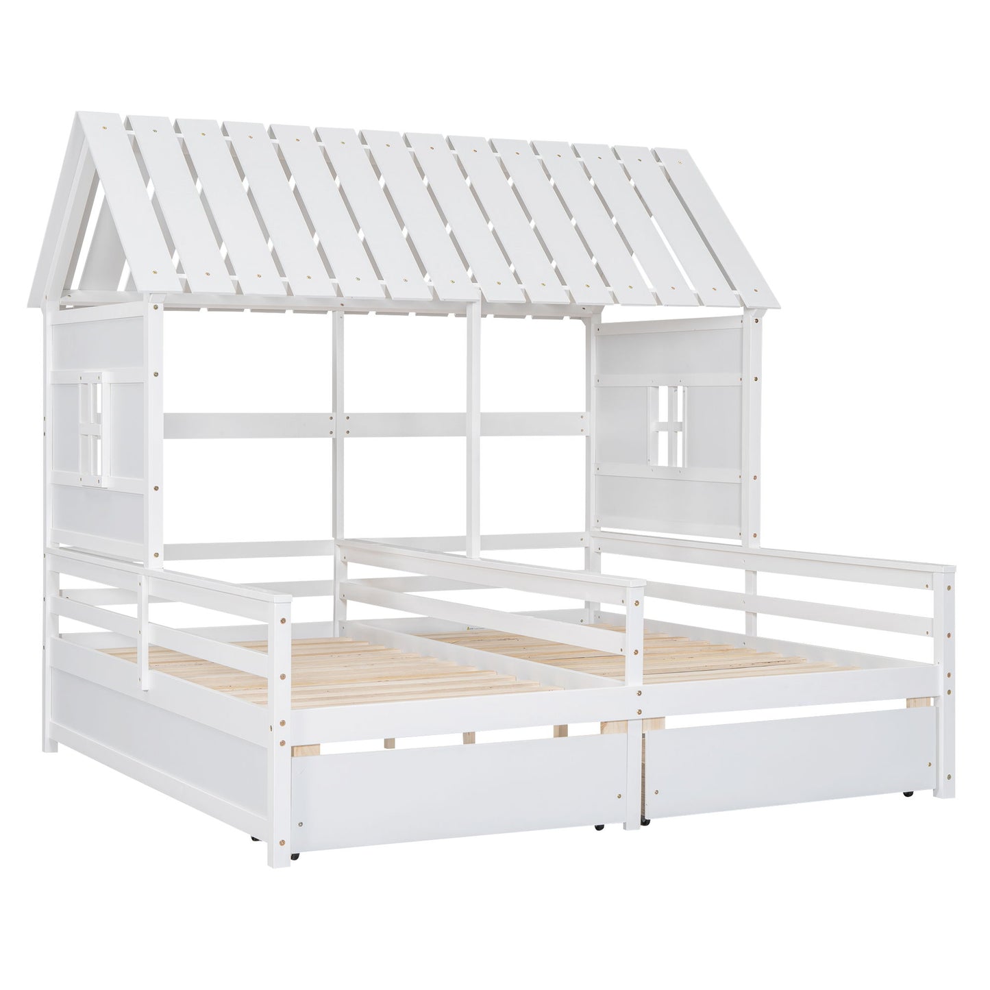 House Platform Beds With 2 Drawers, Side By Side Design - The Sleep Loft - Online Mattress Showroom NYC