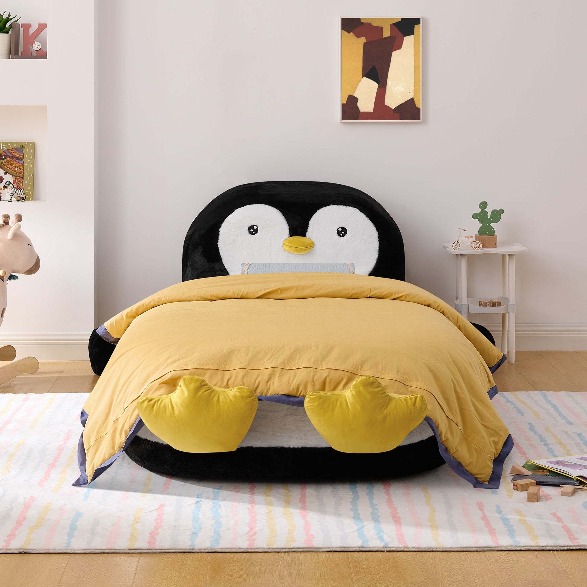 Twin Size Penguin Shaped Bed, Lounger Chair For Kids Bedroom - White / Black - The Sleep Loft - Online Mattress Showroom NYC