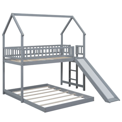 House Bunk Bed With Slide And Built In Ladder - The Sleep Loft - Online Mattress Showroom NYC