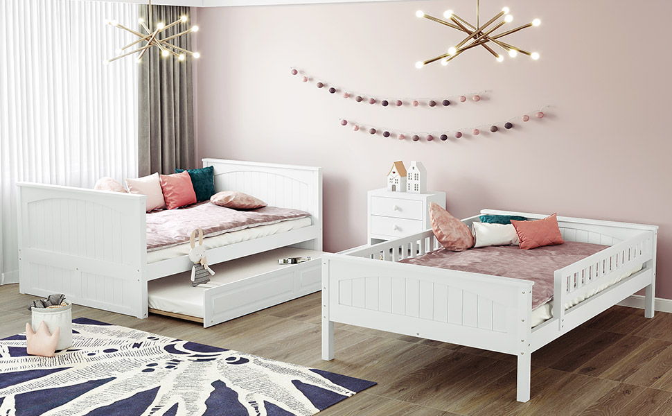 Bunk Bed With Twin Size Trundle, Guardrails - The Sleep Loft - Online Mattress Showroom NYC