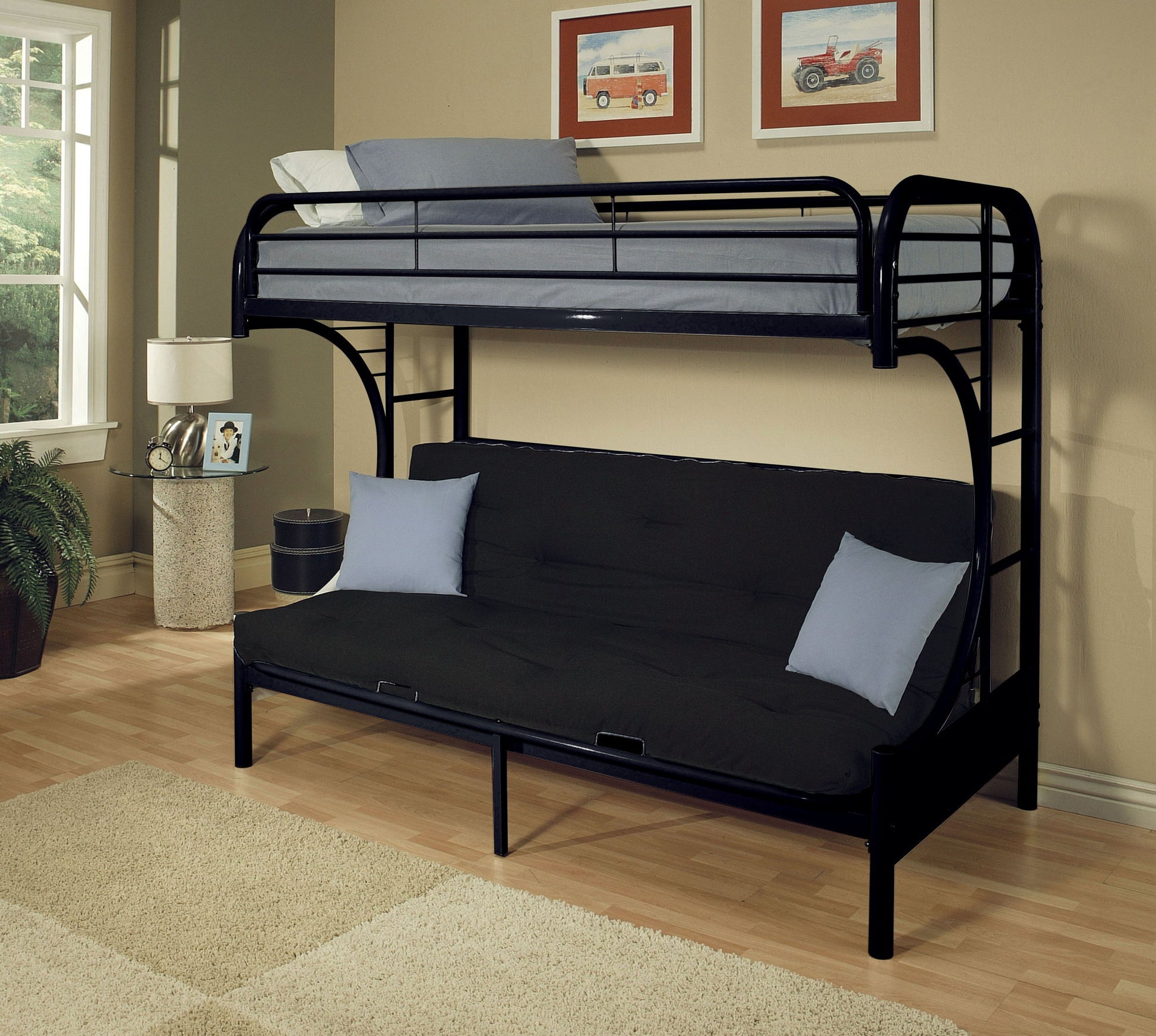Eclipse - Twin Long Queen Futon Bunk Bed - Black - The Sleep Loft - Online Mattress Showroom NYC