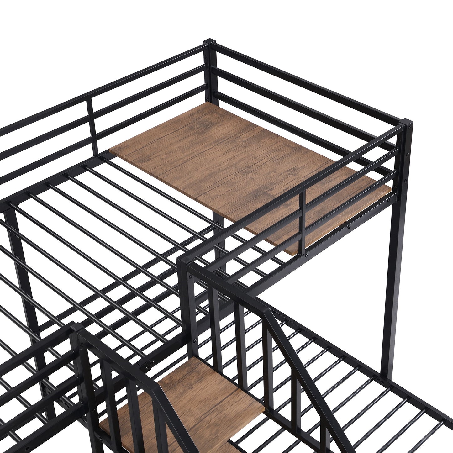 Metal Bunk Bed With Storage Shelves Staircase - The Sleep Loft - Online Mattress Showroom NYC