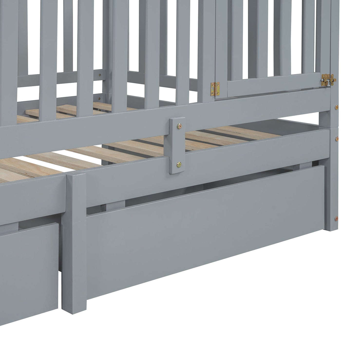 Daybed With Fence Guardrails And 2 Drawers, Split Into Independent Floor Bed & Daybed - The Sleep Loft - Online Mattress Showroom NYC