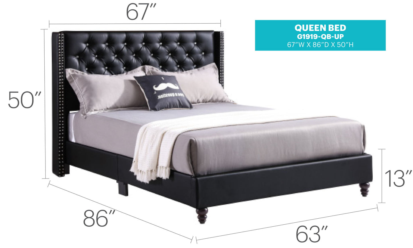 Upholstered Nailhead Trim Chic Bed - The Sleep Loft - Online Mattress Showroom NYC