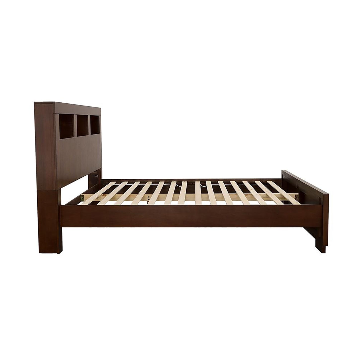 Queen Bed With Bookcase Headboard - Brown - The Sleep Loft - Online Mattress Showroom NYC