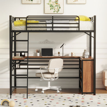 Loft Bed & 3 Layers Of Shelves And L-Shaped Desk - The Sleep Loft - Online Mattress Showroom NYC