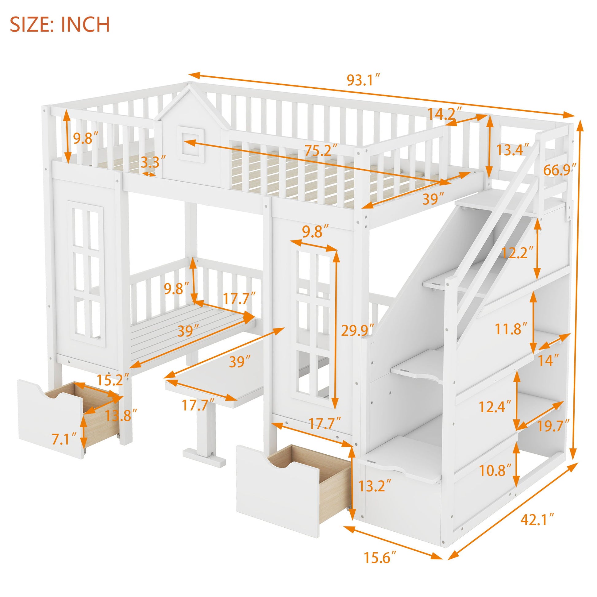 Twin Over Twin Bunk Bed With Changeable Table, Bunk Bed Turn Into Upper Bed And Down Desk - The Sleep Loft - Online Mattress Showroom NYC