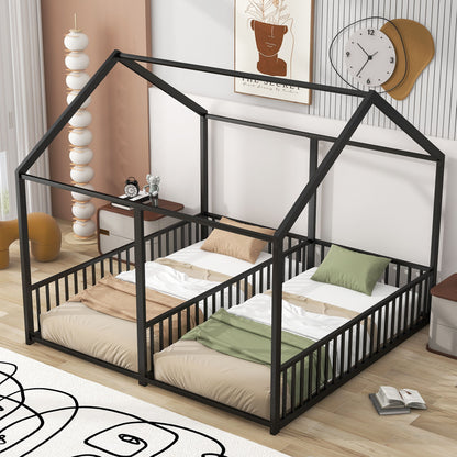 House Platform Beds, 2 Shared Beds, Metal Frame With Guardrails - The Sleep Loft - Online Mattress Showroom NYC