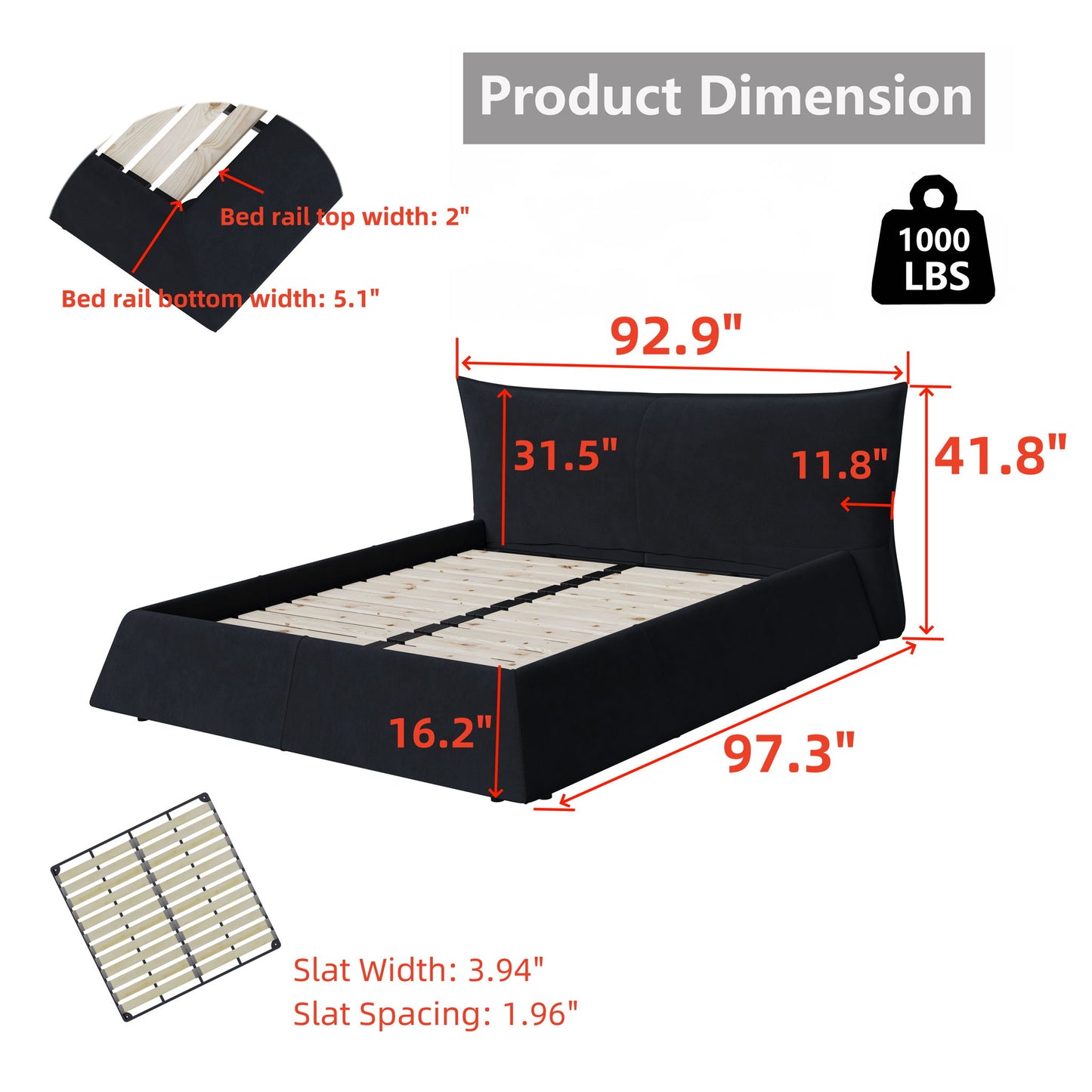 Upholstered Platform Bed With Special Shaped Headboard - The Sleep Loft - Online Mattress Showroom NYC