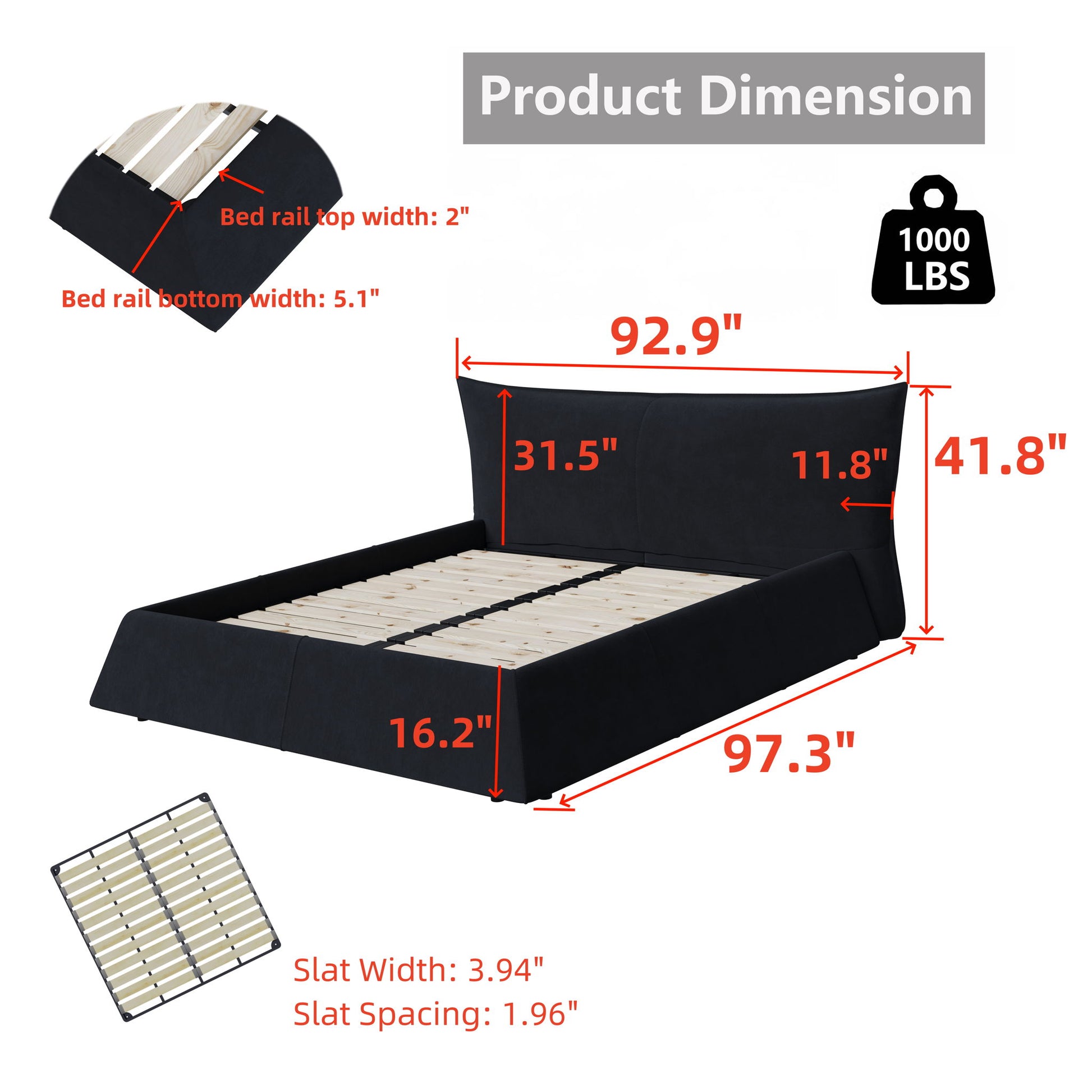 Upholstered Platform Bed With Special Shaped Headboard - The Sleep Loft - Online Mattress Showroom NYC