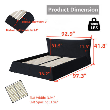 Upholstered Platform Bed With Special Shaped Headboard - The Sleep Loft - Online Mattress Showroom NYC