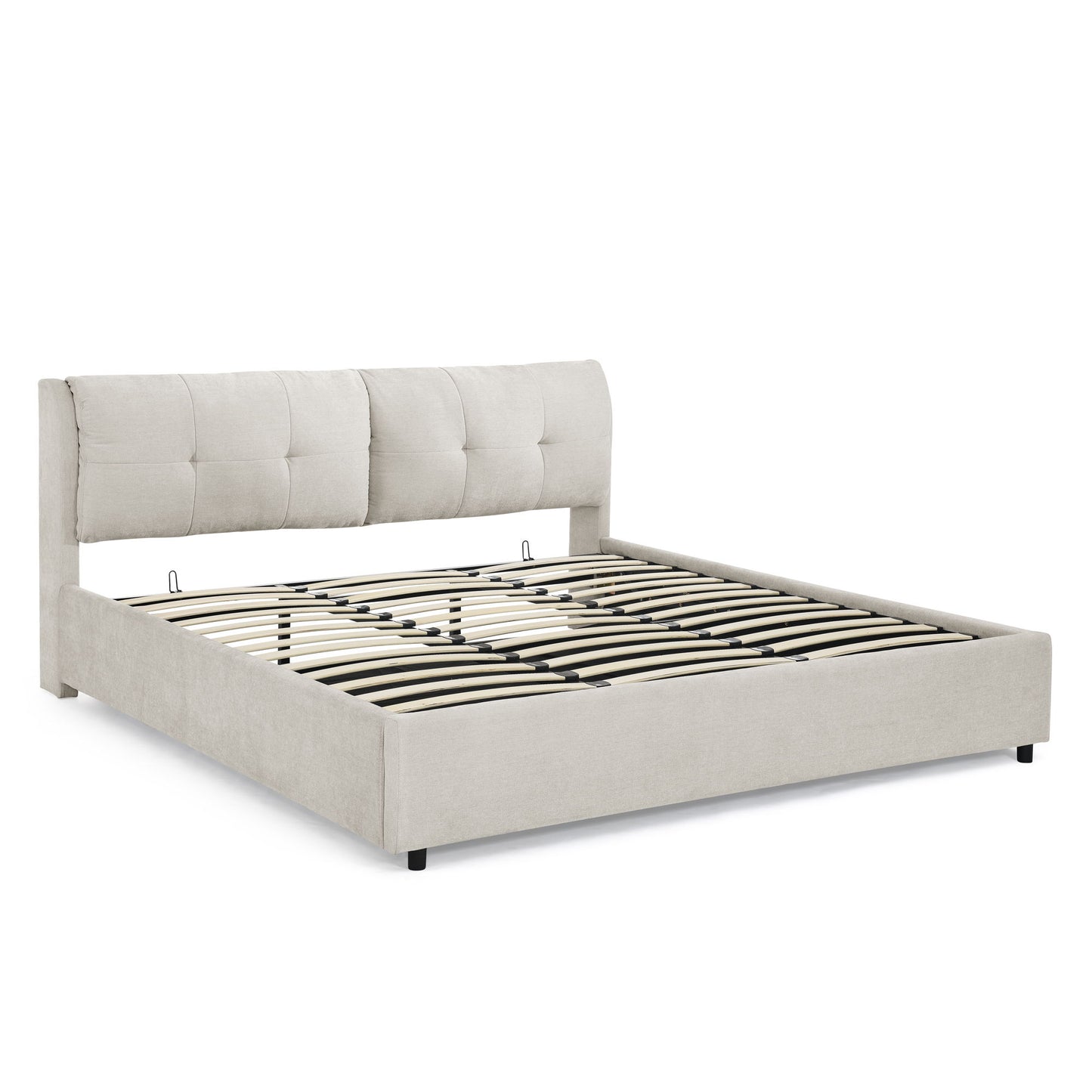 Storage Upholstered Hydraulic Platform Bed With Integrated Headboard - The Sleep Loft - Online Mattress Showroom NYC