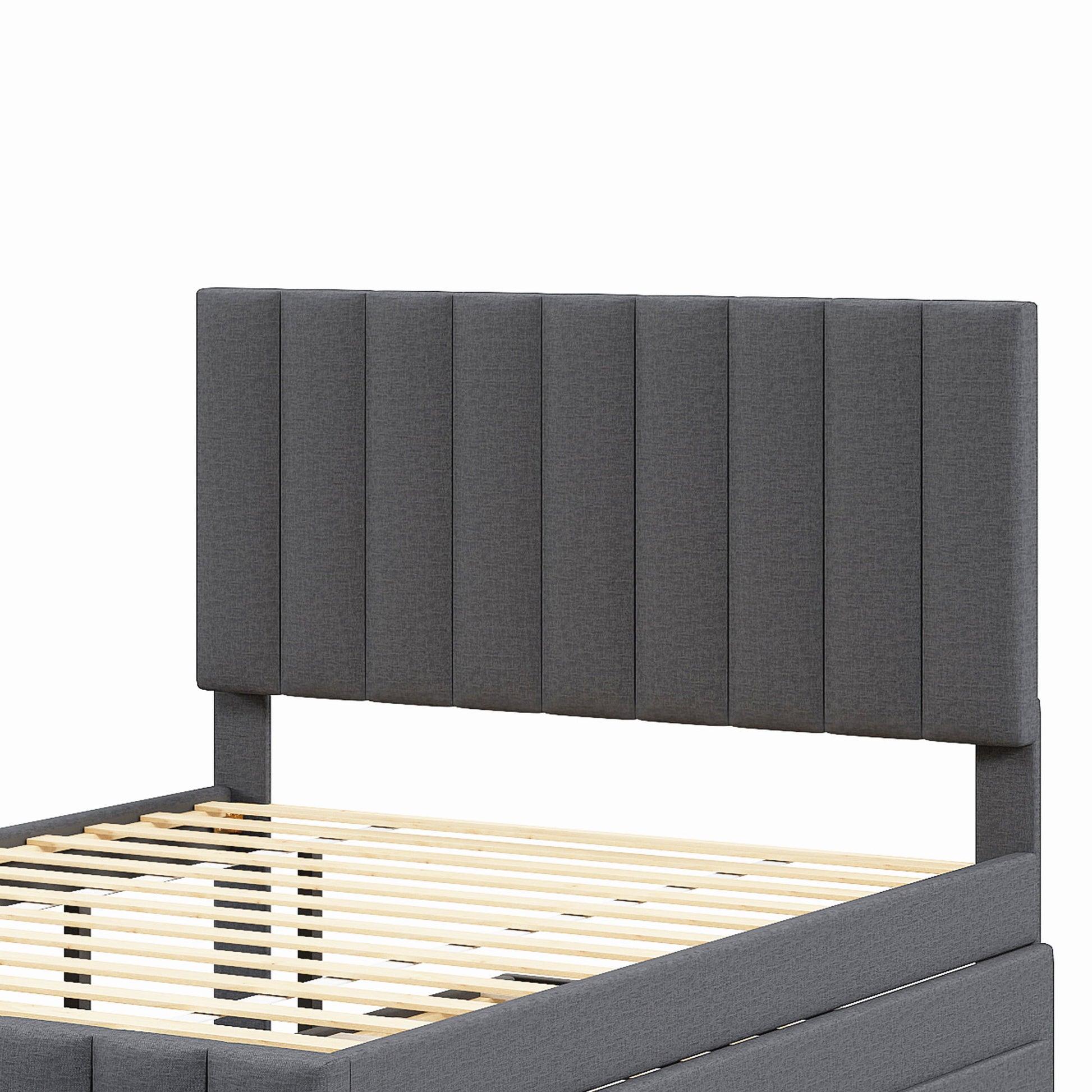 Upholstered Platform Bed With Twin Size Trundle And 3 Drawers - The Sleep Loft - Online Mattress Showroom NYC