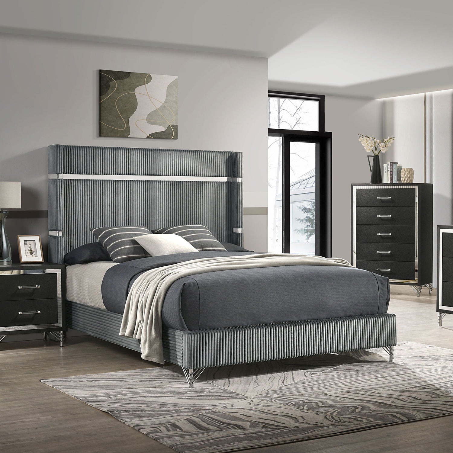 Malcolm - 2 Drawer Nightstand - Black - The Sleep Loft - Online Mattress Showroom NYC