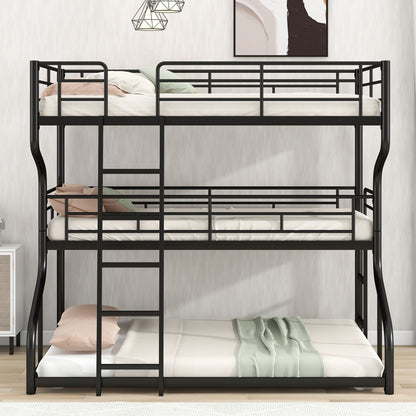 Industrial Triple Bunk Bed With Dual Ladders Frame, Space Saving Design - The Sleep Loft - Online Mattress Showroom NYC