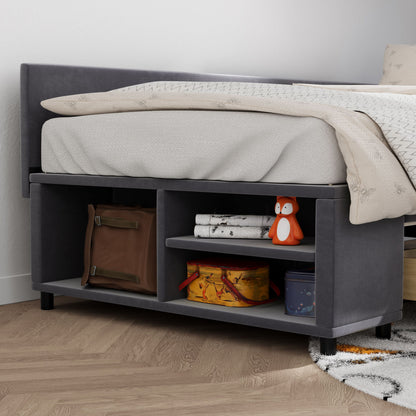 L Shaped Upholstered Platform Bed With Storage And Drawers - The Sleep Loft - Online Mattress Showroom NYC