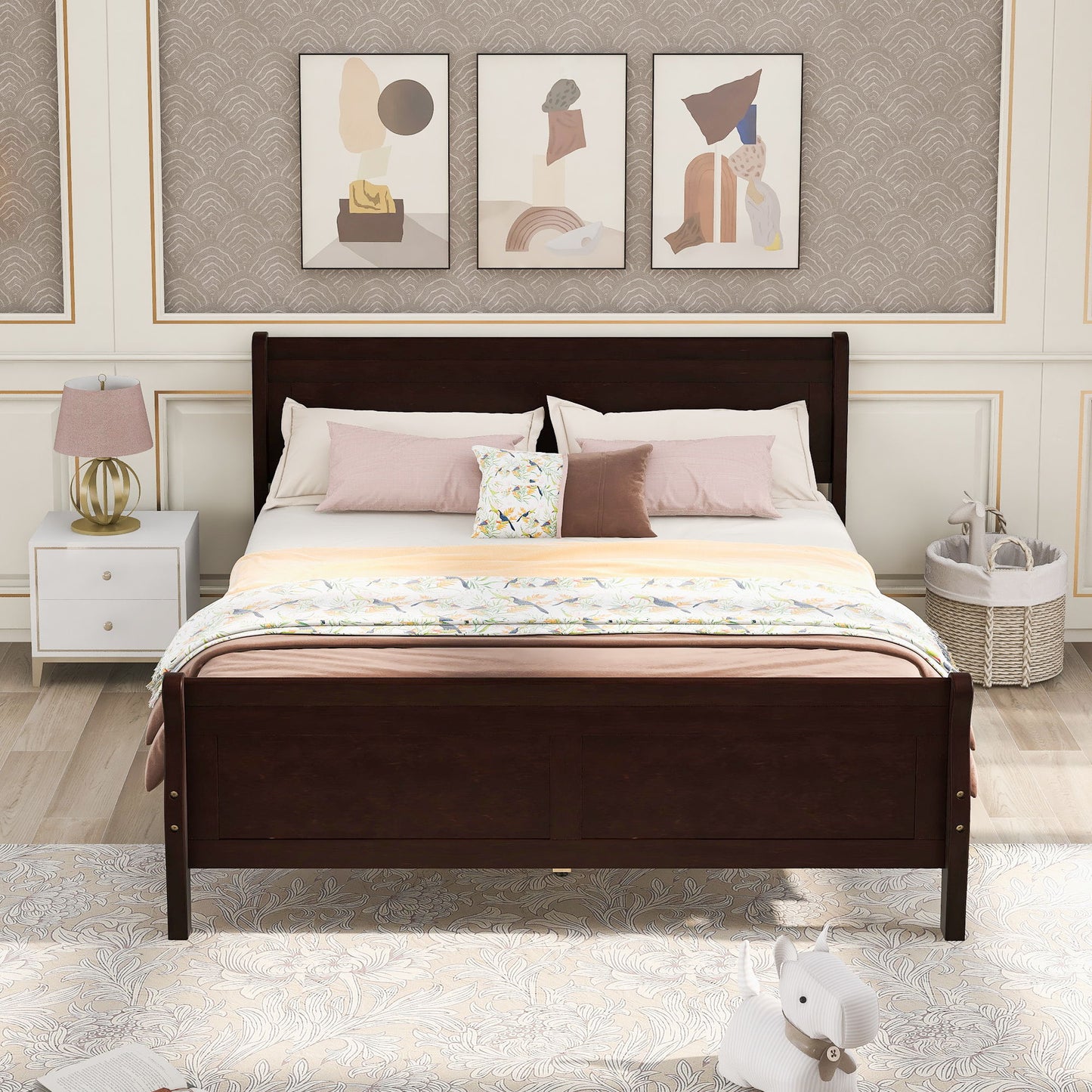 Platform Bed Frame Mattress Foundation Sleigh Bed With Headboard / Footboard / Wood Slat Suppor - The Sleep Loft - Online Mattress Showroom NYC