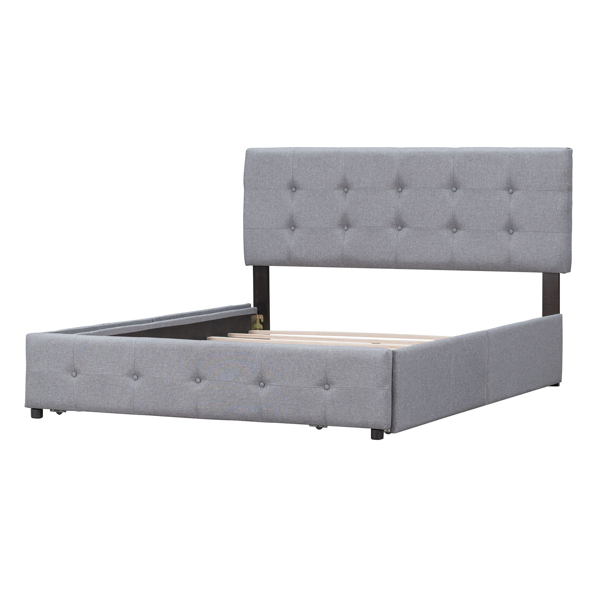 Upholstered Platform Bed With Classic Headboard And Drawers, No Box Spring Needed - The Sleep Loft - Online Mattress Showroom NYC