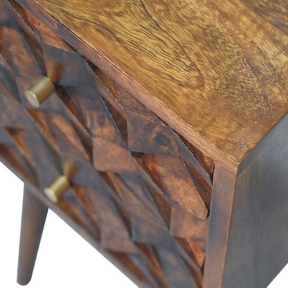 Mini Cube Carved 2 Drawer Nightstand - The Sleep Loft - Online Mattress Showroom NYC
