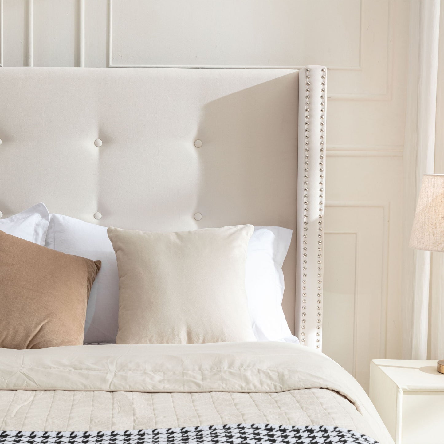 Peyton - Upholstered Bed With 54" High Headboard, Traditional Hand Buttoned Tufting - The Sleep Loft - Online Mattress Showroom NYC