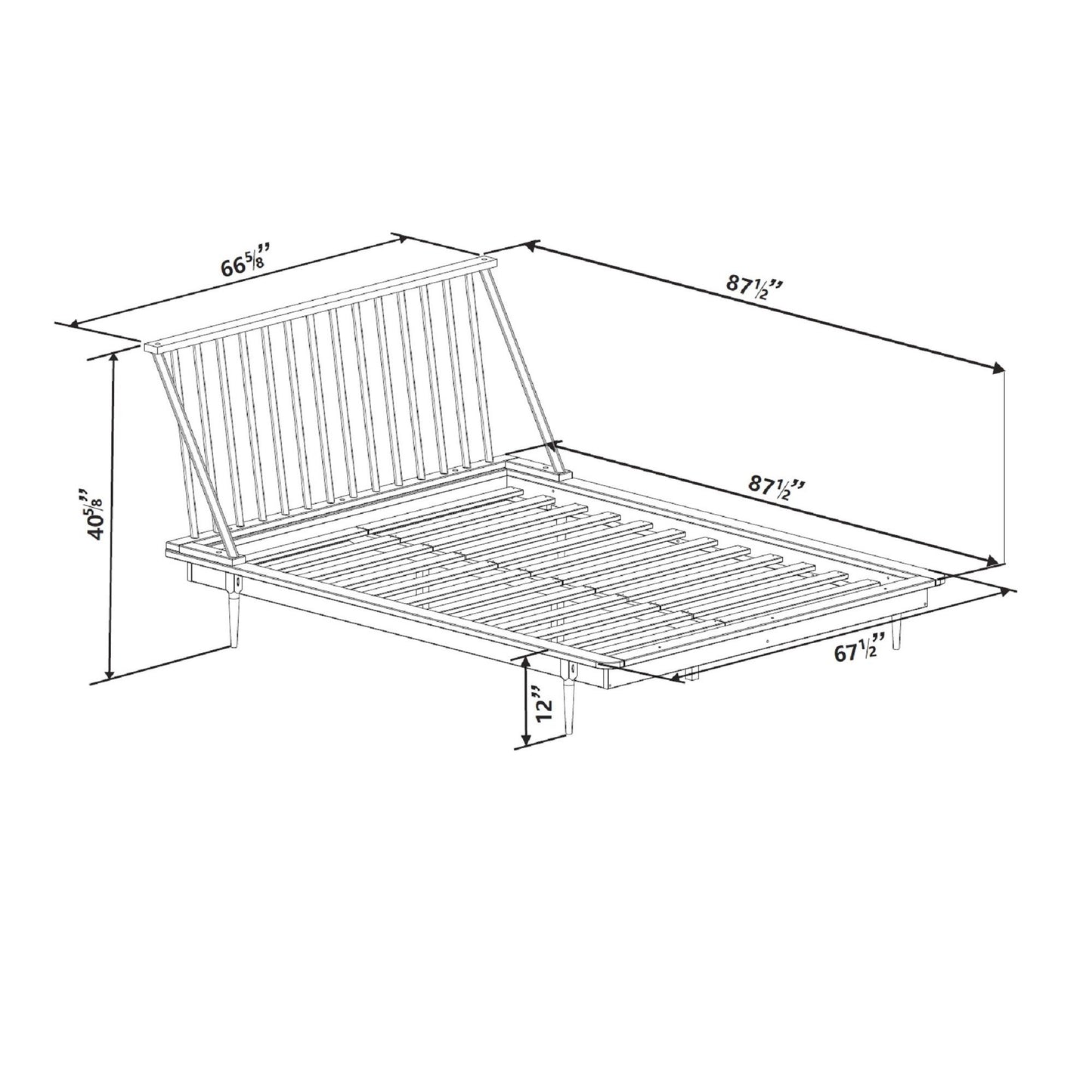 Mid-Century Modern Solid Wood Platform Bed Frame With Spindle Headboard - The Sleep Loft - Online Mattress Showroom NYC