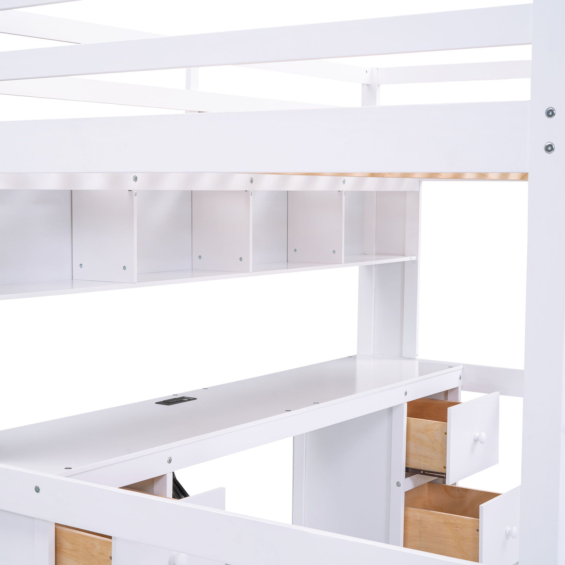 Loft Bed With Desk, Cabinets, Drawers, Charging Station And Bedside Tray - The Sleep Loft - Online Mattress Showroom NYC
