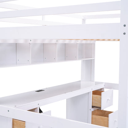 Loft Bed With Desk, Cabinets, Drawers, Charging Station And Bedside Tray - The Sleep Loft - Online Mattress Showroom NYC