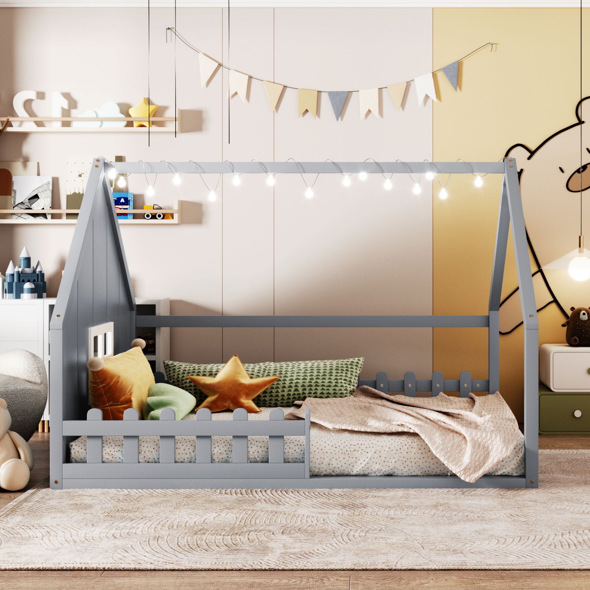 House Bed With Window And Fence - The Sleep Loft - Online Mattress Showroom NYC