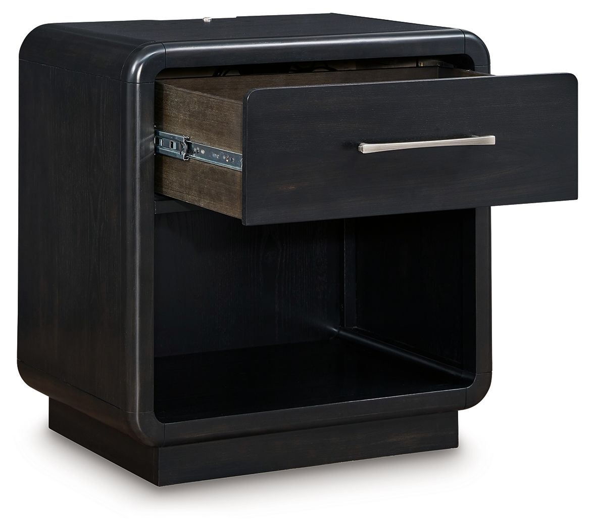 Rowanbeck - One Drawer Night Stand - Black - The Sleep Loft - Online Mattress Showroom NYC