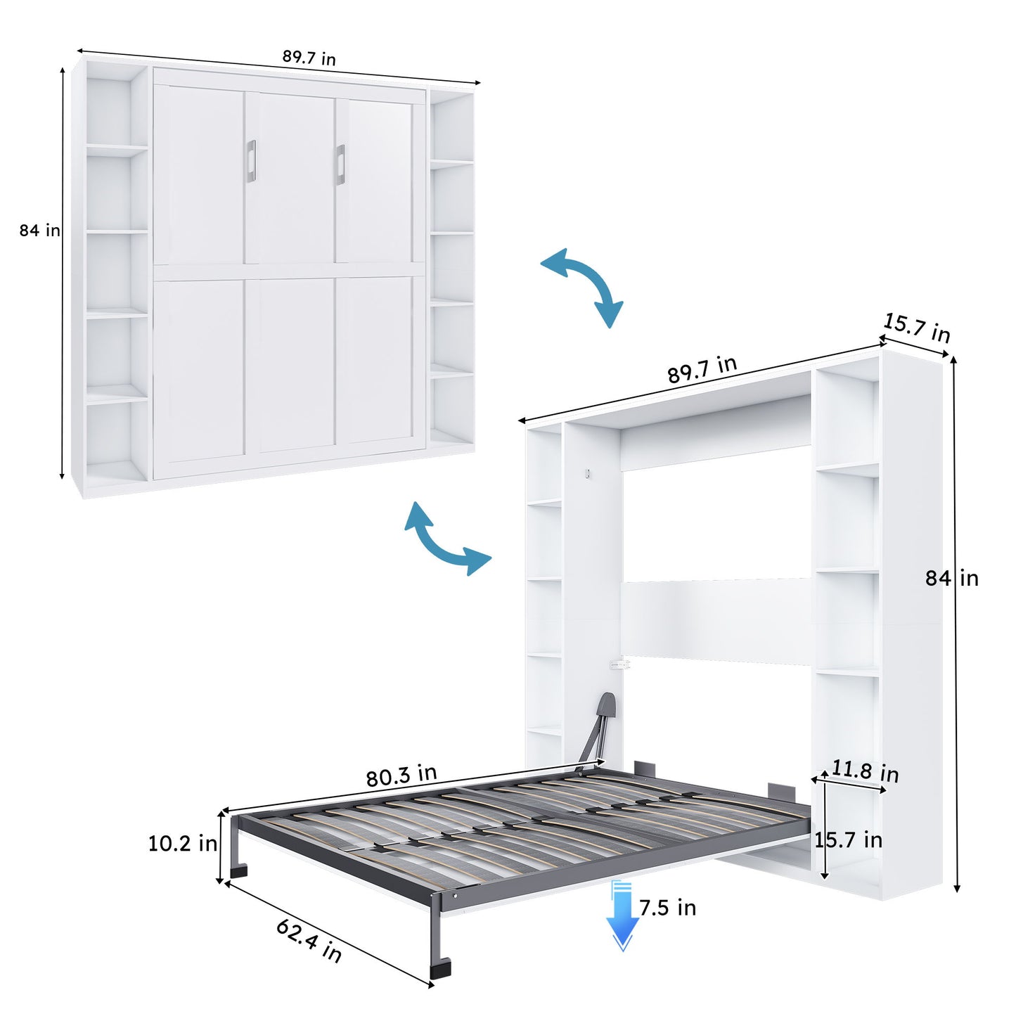 Queen Murphy Bed With Storage Cabinet - White - The Sleep Loft - Online Mattress Showroom NYC