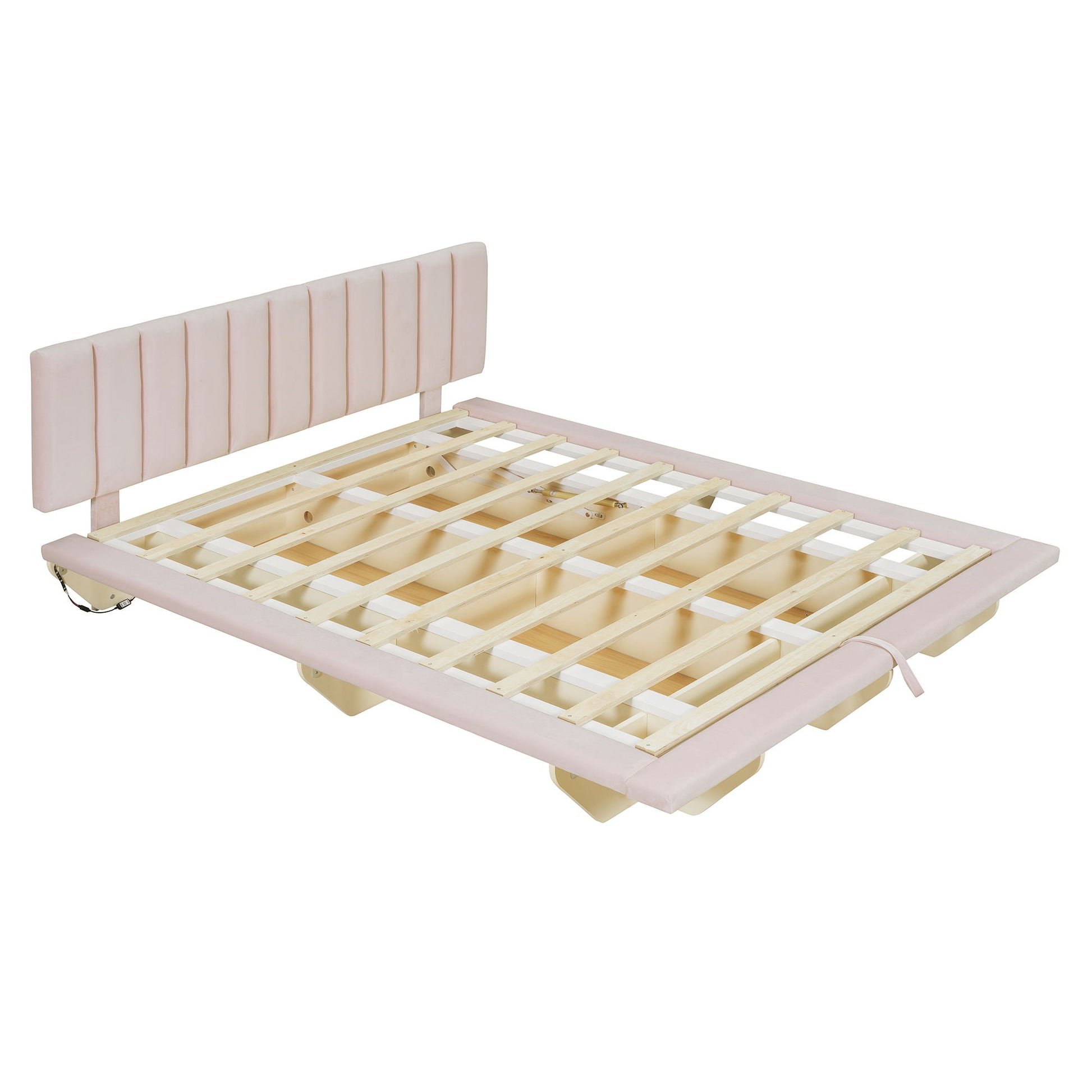 Upholstered Floating Hydrualic Platform Bed With LED Light And USB Port - The Sleep Loft - Online Mattress Showroom NYC