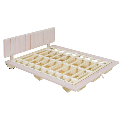 Upholstered Floating Hydrualic Platform Bed With LED Light And USB Port - The Sleep Loft - Online Mattress Showroom NYC