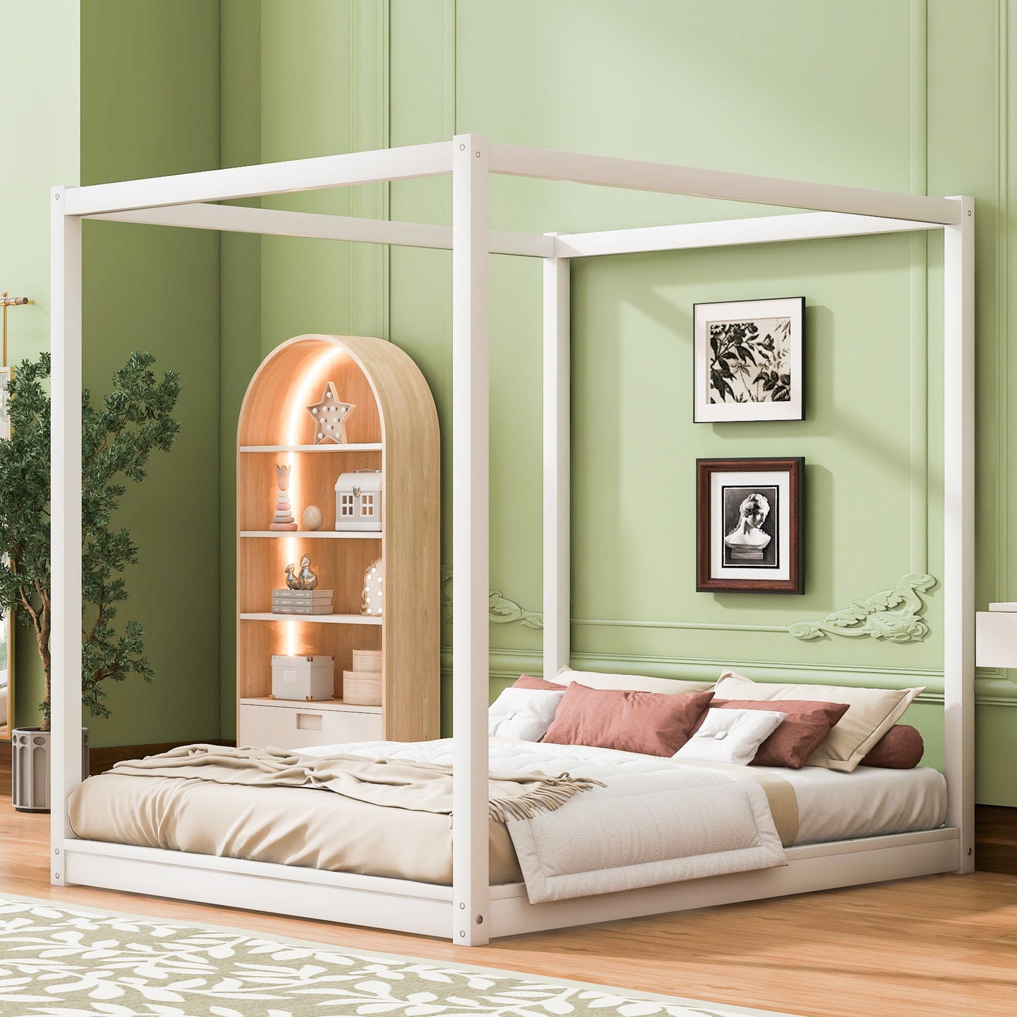 Wood Canopy Platform Bed With Support Legs And Airflow Slats - The Sleep Loft - Online Mattress Showroom NYC