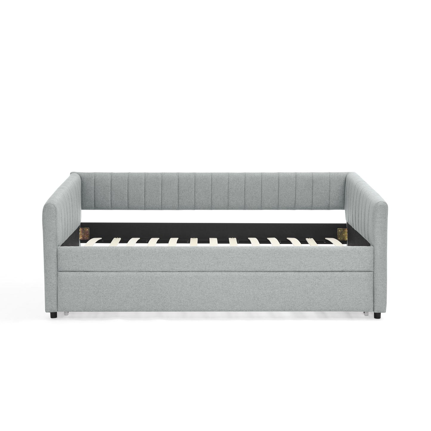 Upholstered Daybed With Trundle With Vertical Stripes - The Sleep Loft - Online Mattress Showroom NYC