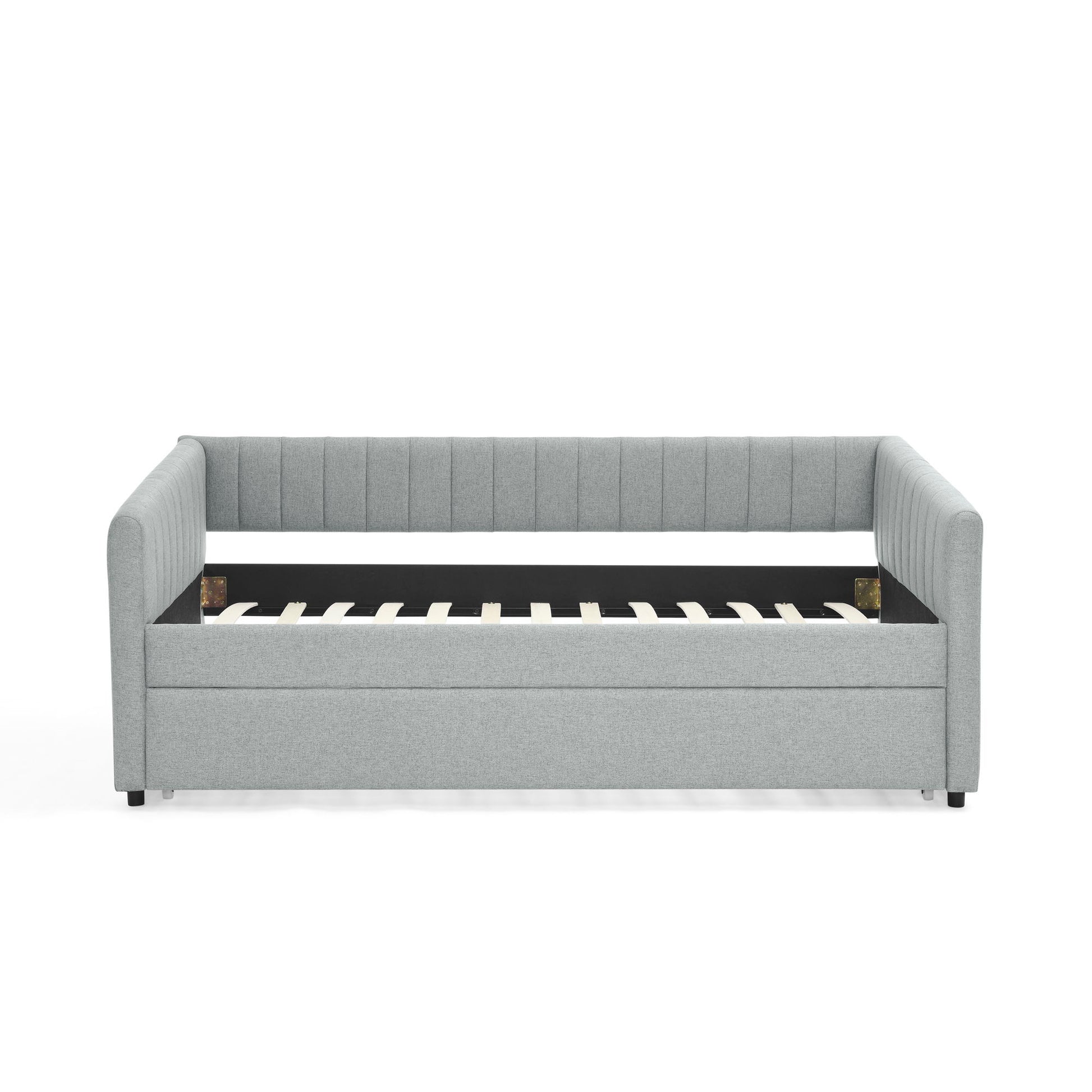 Upholstered Daybed With Trundle With Vertical Stripes - The Sleep Loft - Online Mattress Showroom NYC