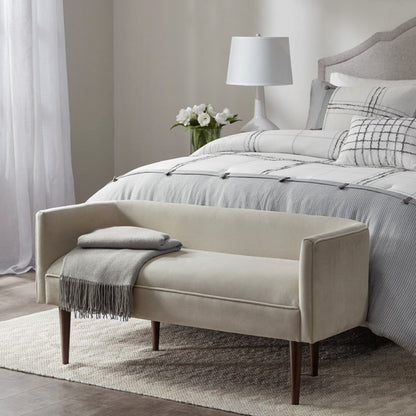 Farrah - Accent Bench With Low Back & Sides - Cream - The Sleep Loft - Online Mattress Showroom NYC