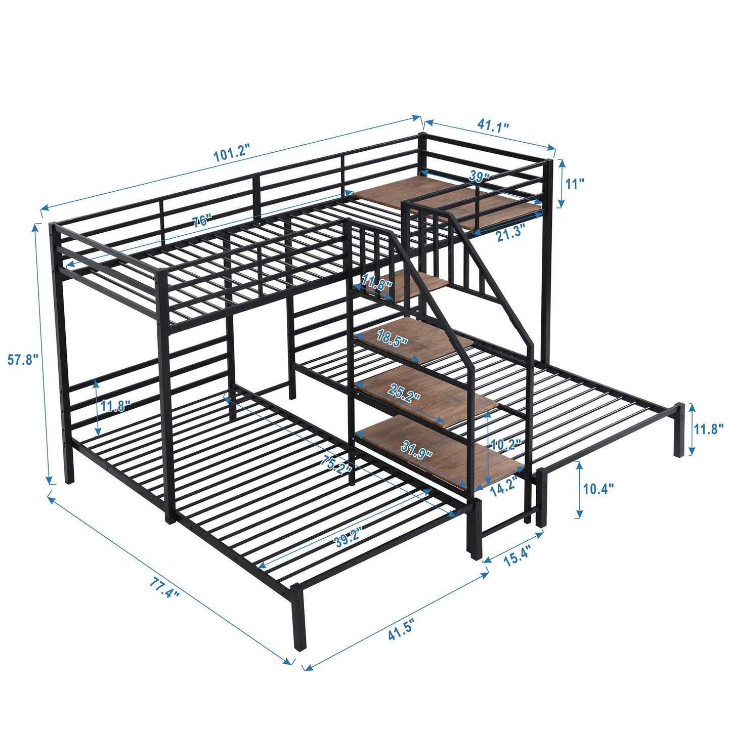 Metal Bunk Bed With Storage Shelves Staircase - The Sleep Loft - Online Mattress Showroom NYC