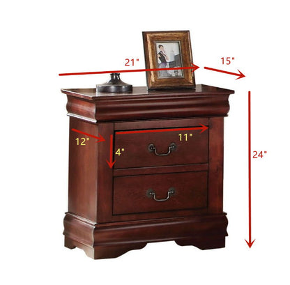 Louis Philippe - Nightstand, Elegant Design - Cherry - The Sleep Loft - Online Mattress Showroom NYC