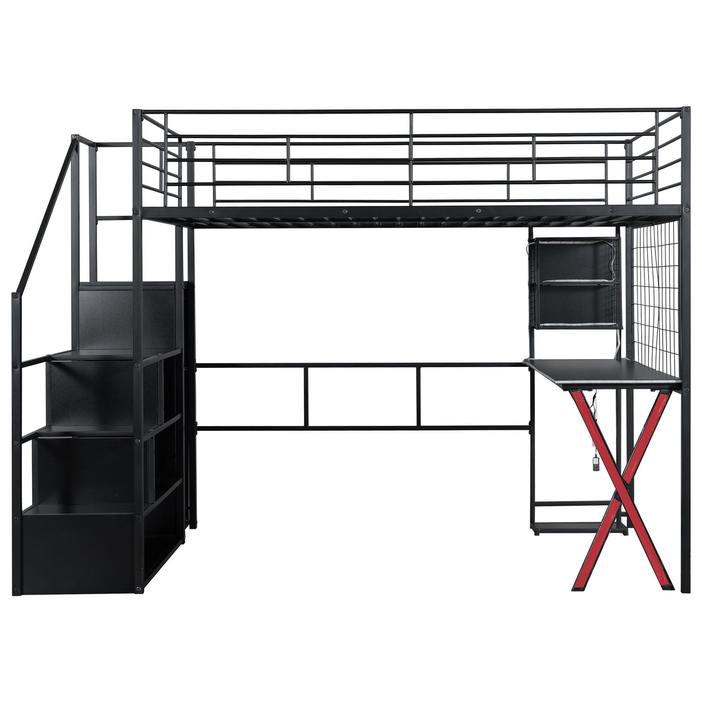 Loft Bed With Built In Work Station, Wardrobe, Storage Staircase And LED - The Sleep Loft - Online Mattress Showroom NYC