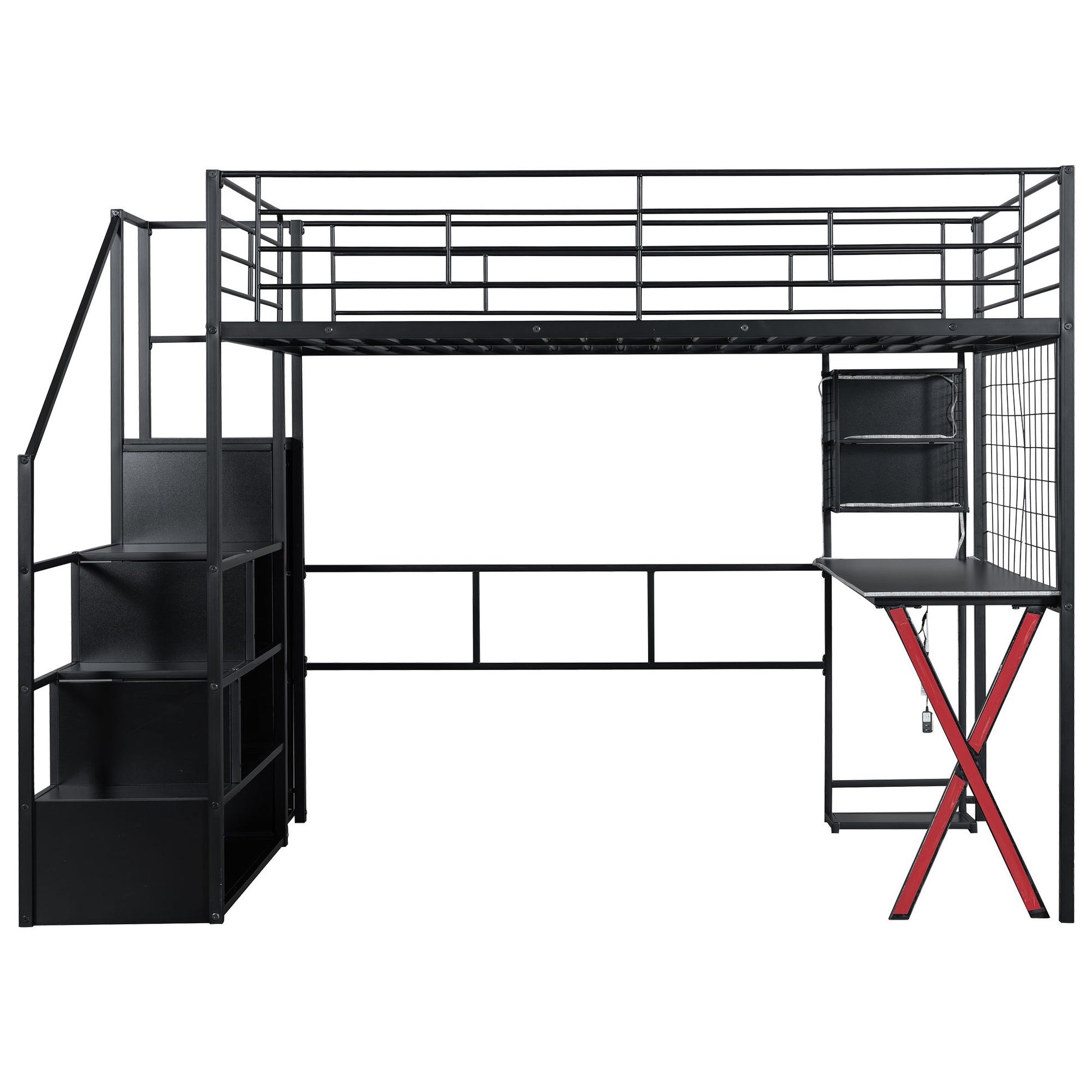 Loft Bed With Built In Work Station, Wardrobe, Storage Staircase And LED - The Sleep Loft - Online Mattress Showroom NYC