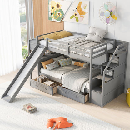 Bunk Bed With Storage Staircase, Slide, Desk, Drawers, And Shelves - The Sleep Loft - Online Mattress Showroom NYC
