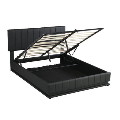 Upholstered Bed With Hydraulic Storage System And LED Light, With Sockets And USB Ports - The Sleep Loft - Online Mattress Showroom NYC