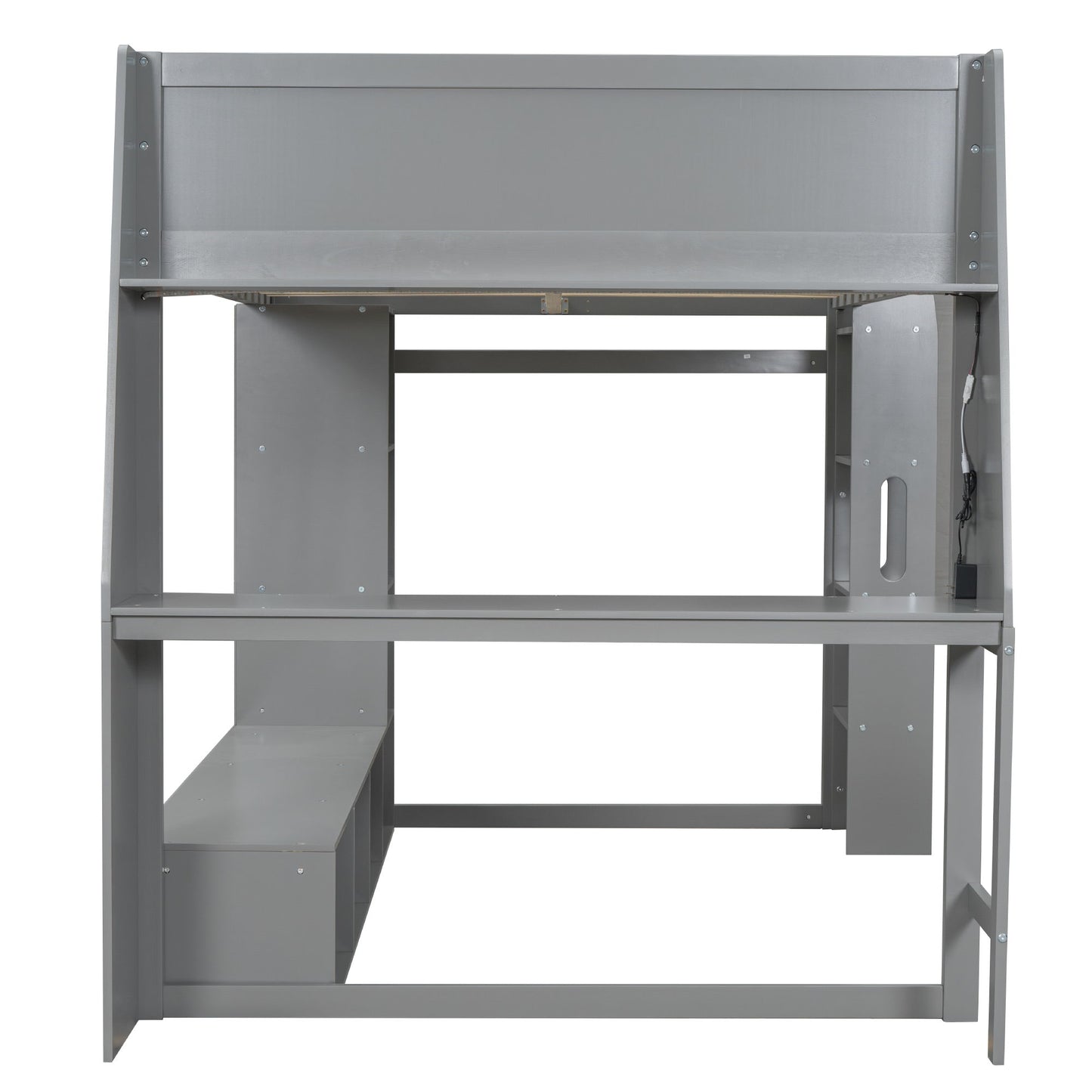 Gaming Loft Bed With Desk, Multi Storage Shelves, LED Lighting, And Hanging Clothes Rack - The Sleep Loft - Online Mattress Showroom NYC