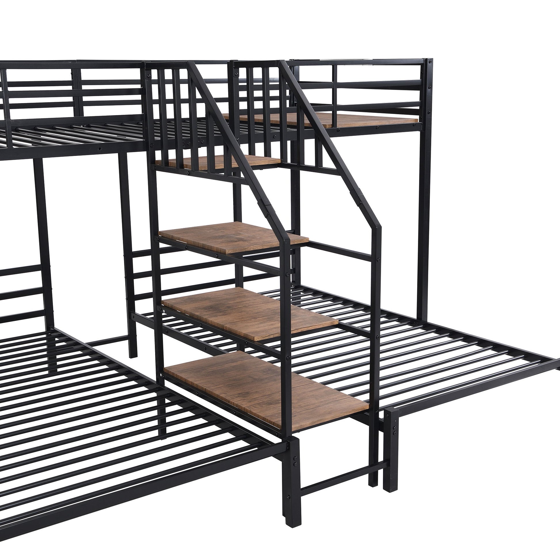 Metal Bunk Bed With Storage Shelves Staircase - The Sleep Loft - Online Mattress Showroom NYC